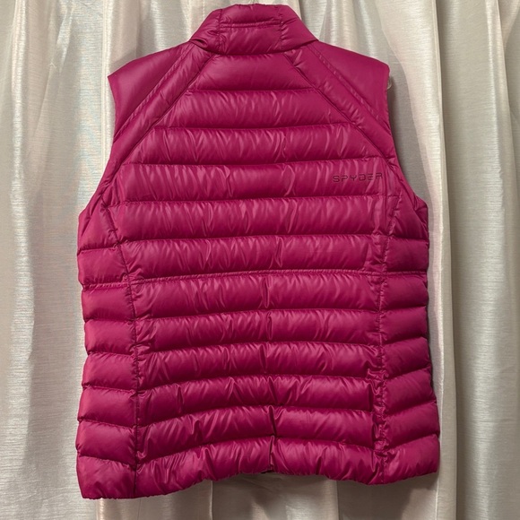 Spyder Puffer Vest Women’s Pink Prymo 500 Down Filled Mock Neck ski outerwear XL - Picture 8 of 11